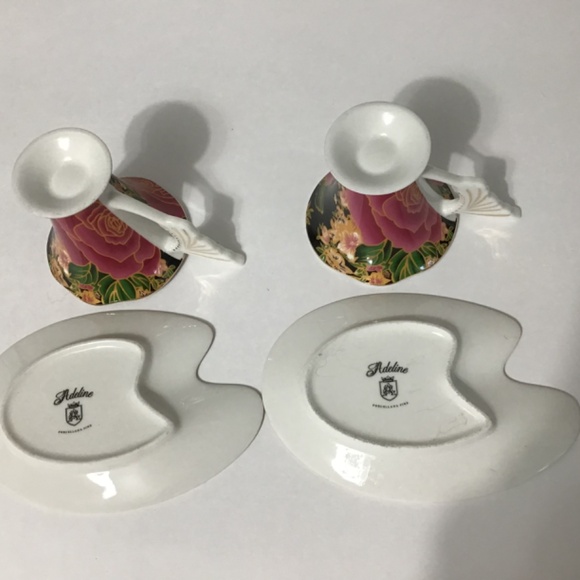 VTG Adeline Porcellana Fine Set of 2 Tea Cup and Saucer Set Floral Design - Picture 12 of 12